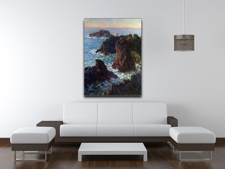 Rocky peaks at the Belle Ile by Monet Canvas Print & Poster - Canvas Art Rocks - 4