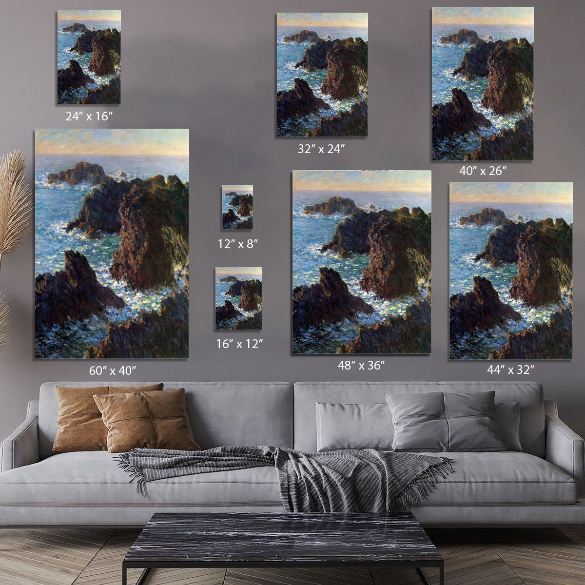 Rocky peaks at the Belle Ile by Monet Canvas Print or Poster