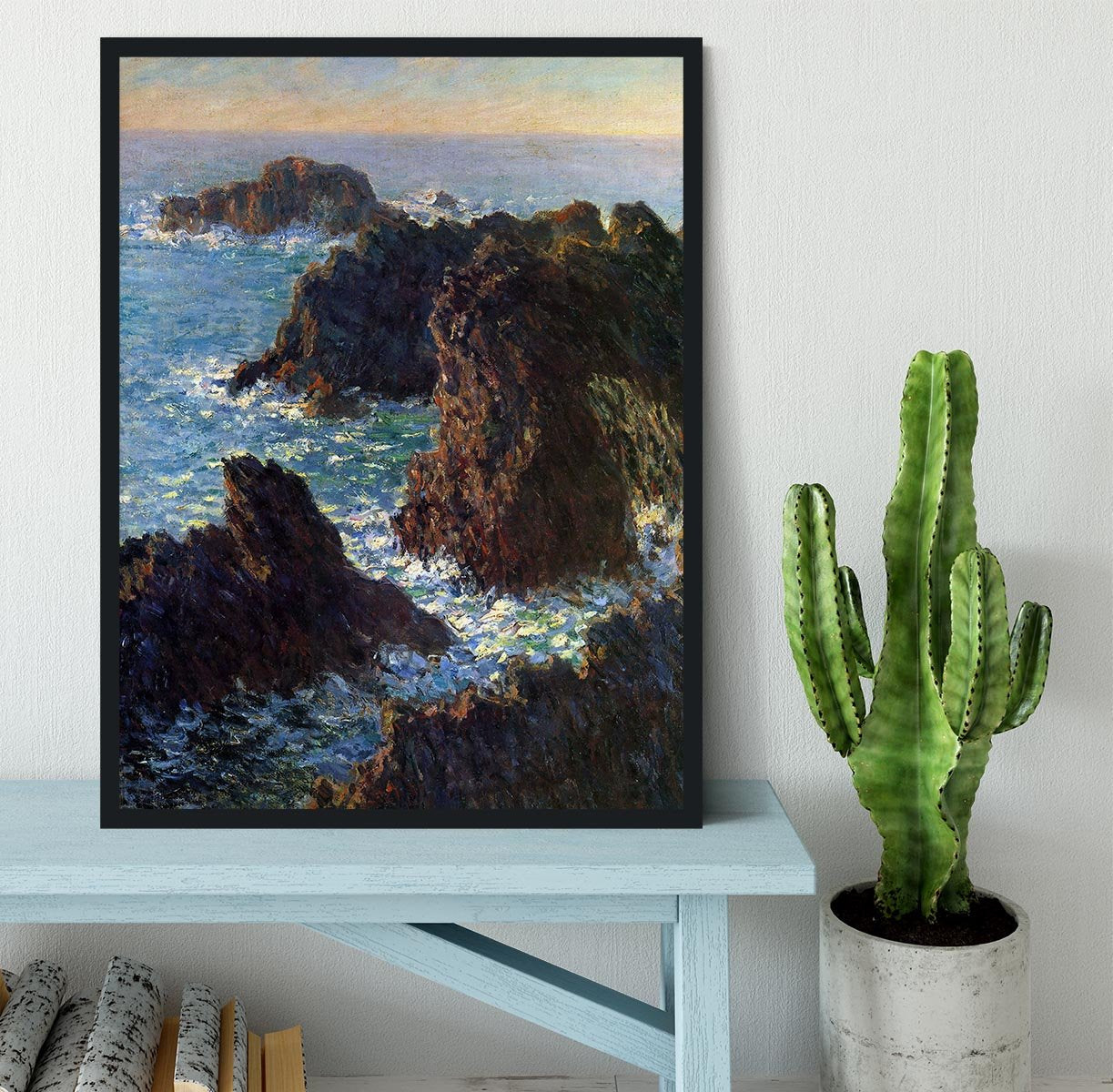 Rocky peaks at the Belle Ile by Monet Framed Print - Canvas Art Rocks - 2