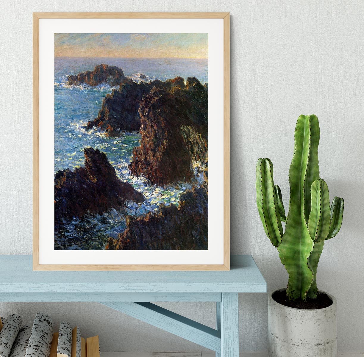 Rocky peaks at the Belle Ile by Monet Framed Print - Canvas Art Rocks - 3