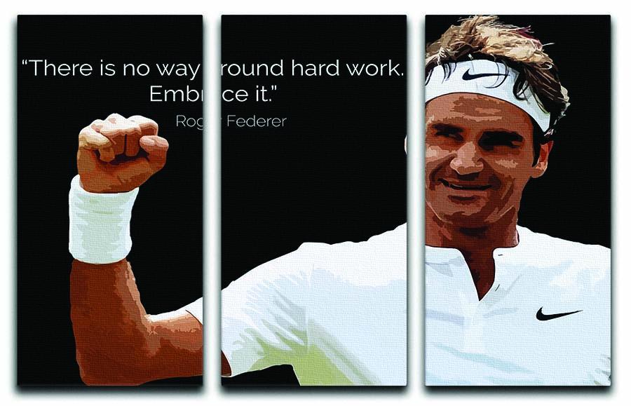 Roger Federer Hard Work 3 Split Panel Canvas Print - Canvas Art Rocks - 1