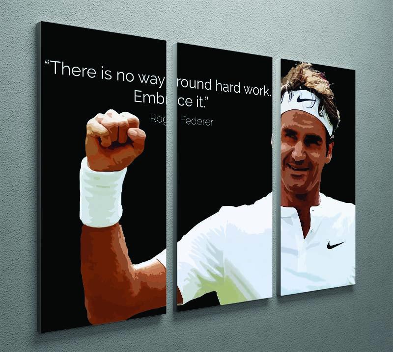 Roger Federer Hard Work 3 Split Panel Canvas Print - Canvas Art Rocks - 2