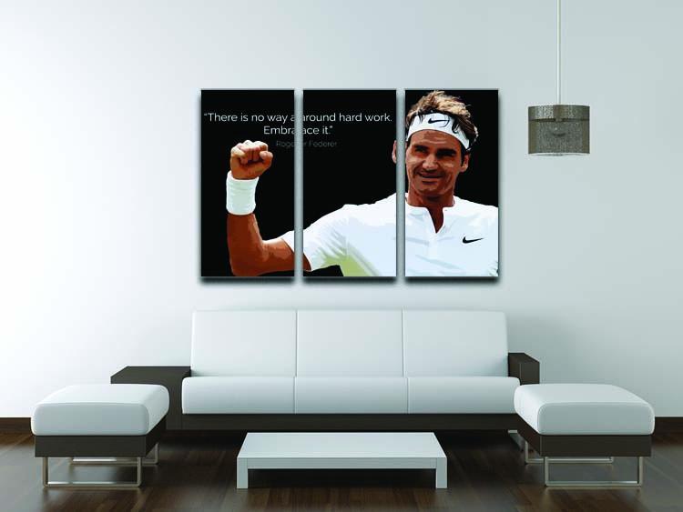 Roger Federer Hard Work 3 Split Panel Canvas Print - Canvas Art Rocks - 3