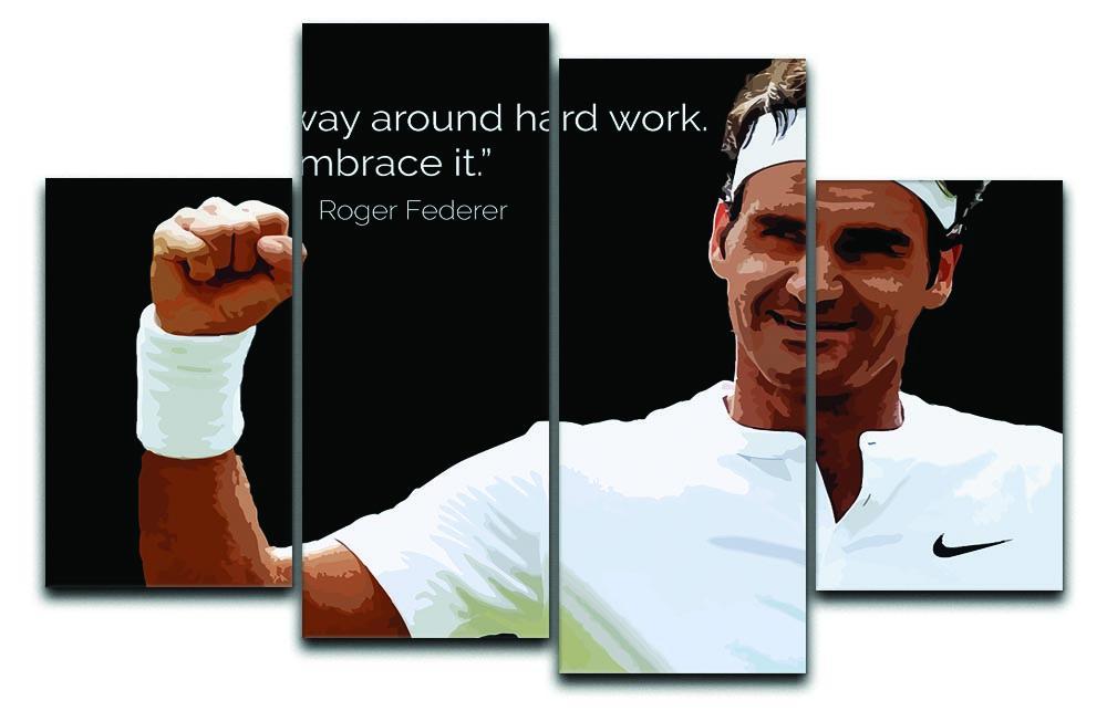 Roger Federer Hard Work 4 Split Panel Canvas  - Canvas Art Rocks - 1