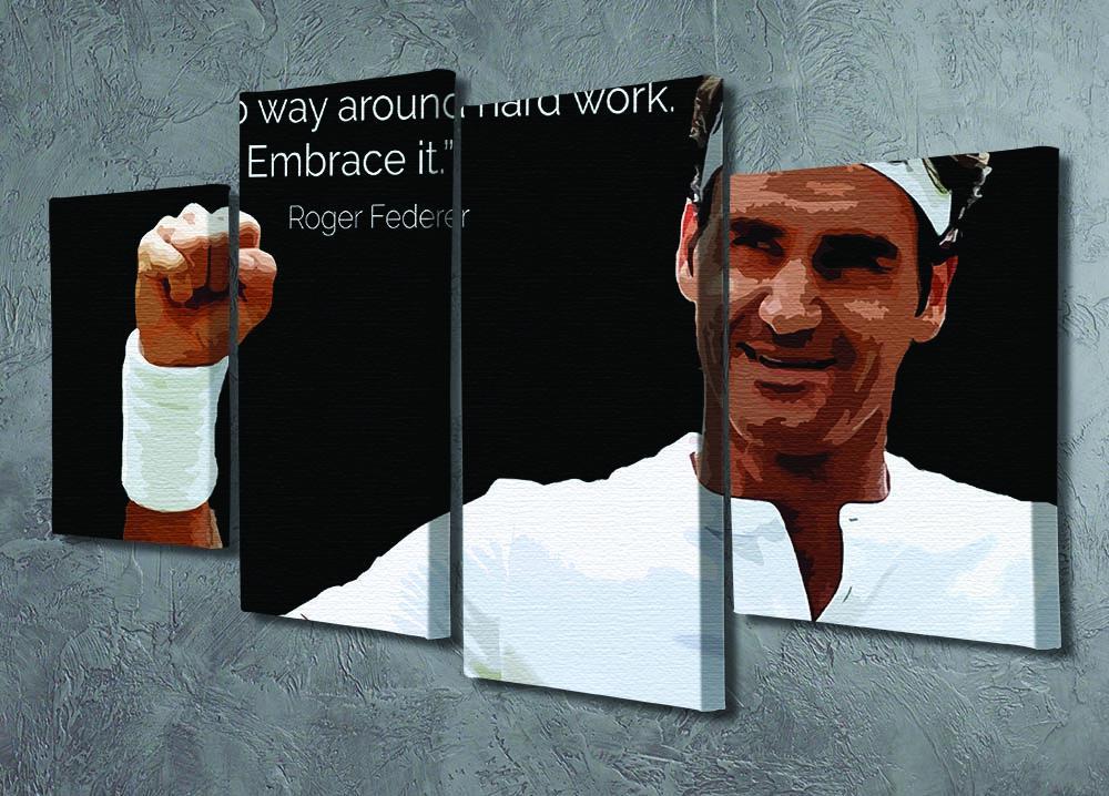 Roger Federer Hard Work 4 Split Panel Canvas - Canvas Art Rocks - 2