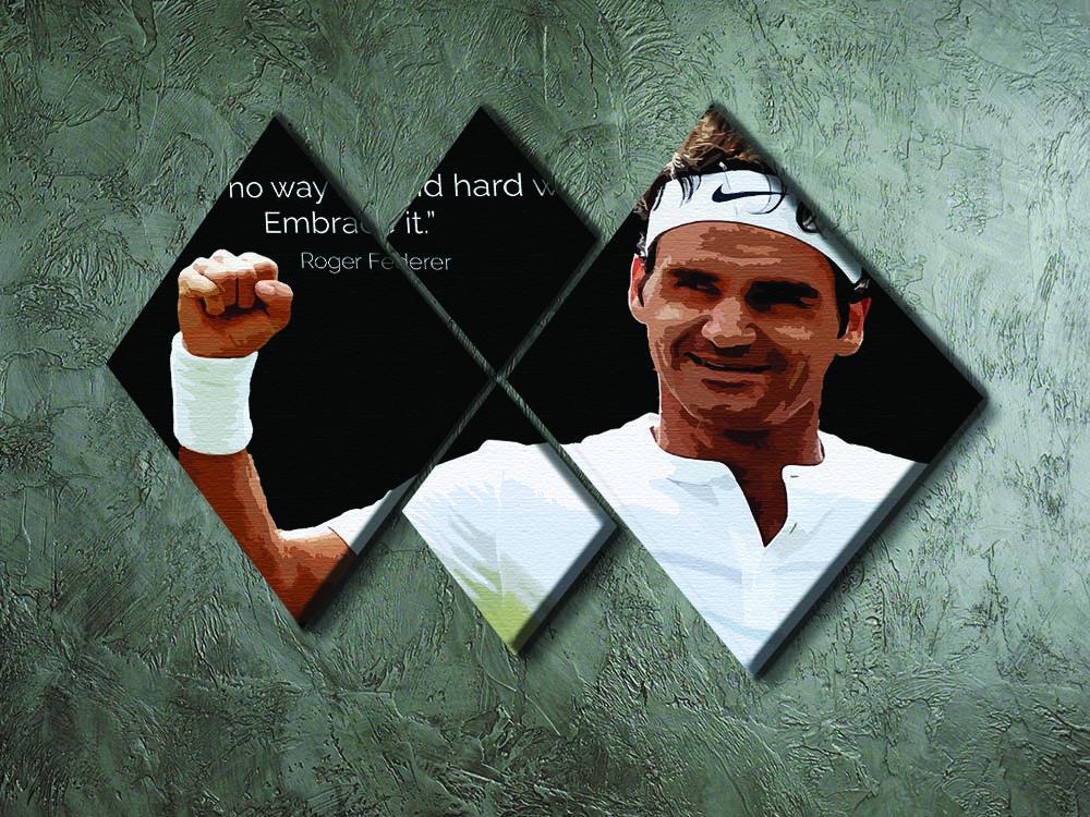Roger Federer Hard Work 4 Square Multi Panel Canvas - Canvas Art Rocks - 2
