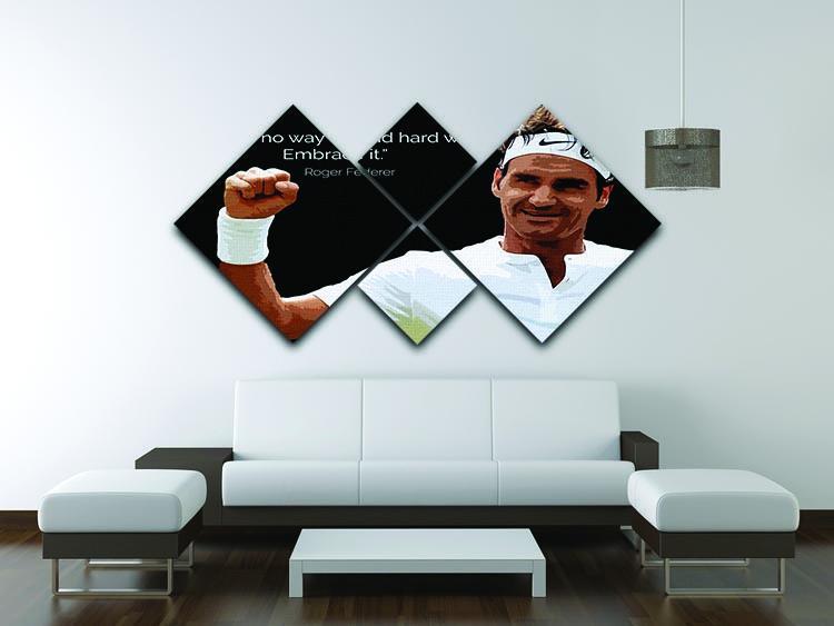 Roger Federer Hard Work 4 Square Multi Panel Canvas - Canvas Art Rocks - 3