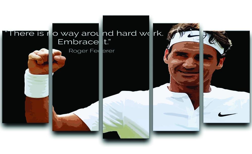 Roger Federer Hard Work 5 Split Panel Canvas  - Canvas Art Rocks - 1