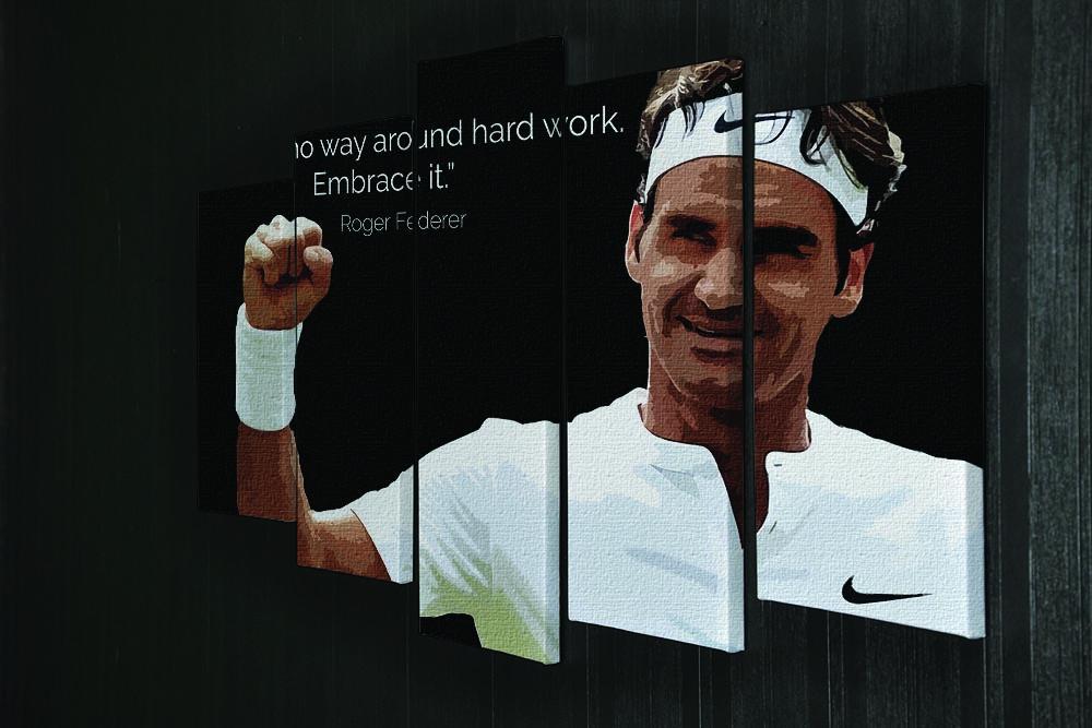 Roger Federer Hard Work 5 Split Panel Canvas - Canvas Art Rocks - 2