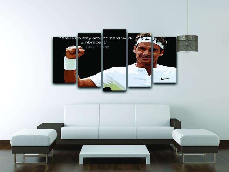Roger Federer Hard Work 5 Split Panel Canvas - Canvas Art Rocks - 3