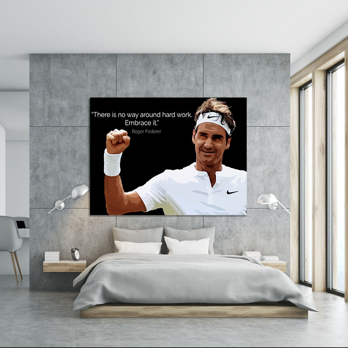 Roger Federer Hard Work Canvas Print or Poster