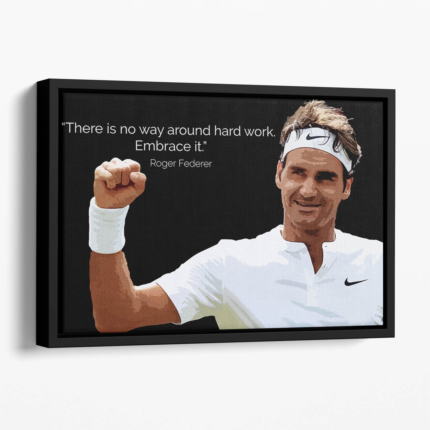 Roger Federer Hard Work Floating Framed Canvas