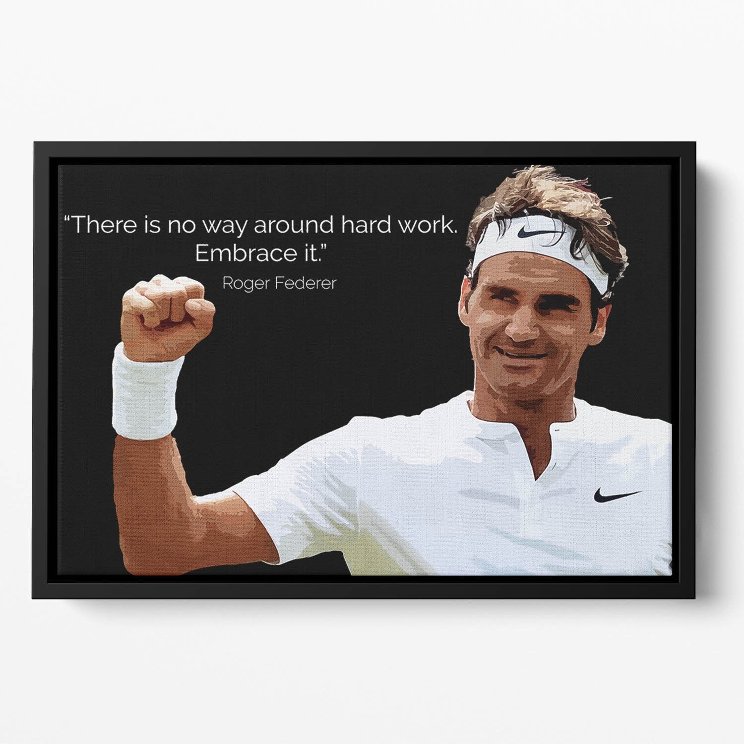 Roger Federer Hard Work Floating Framed Canvas