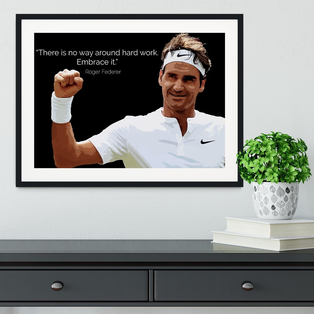 Roger Federer Hard Work Framed Print - Canvas Art Rocks - 1