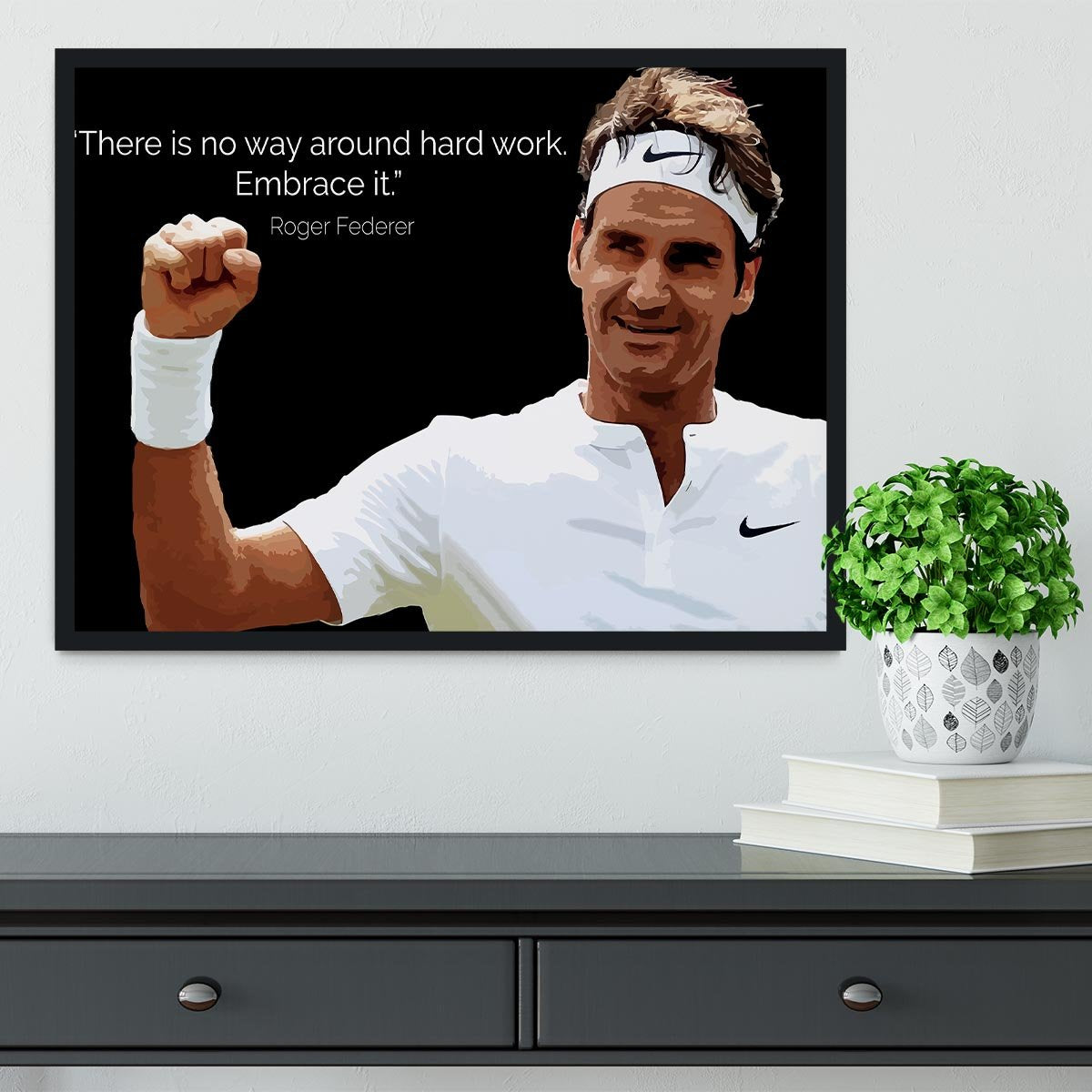 Roger Federer Hard Work Framed Print - Canvas Art Rocks - 2