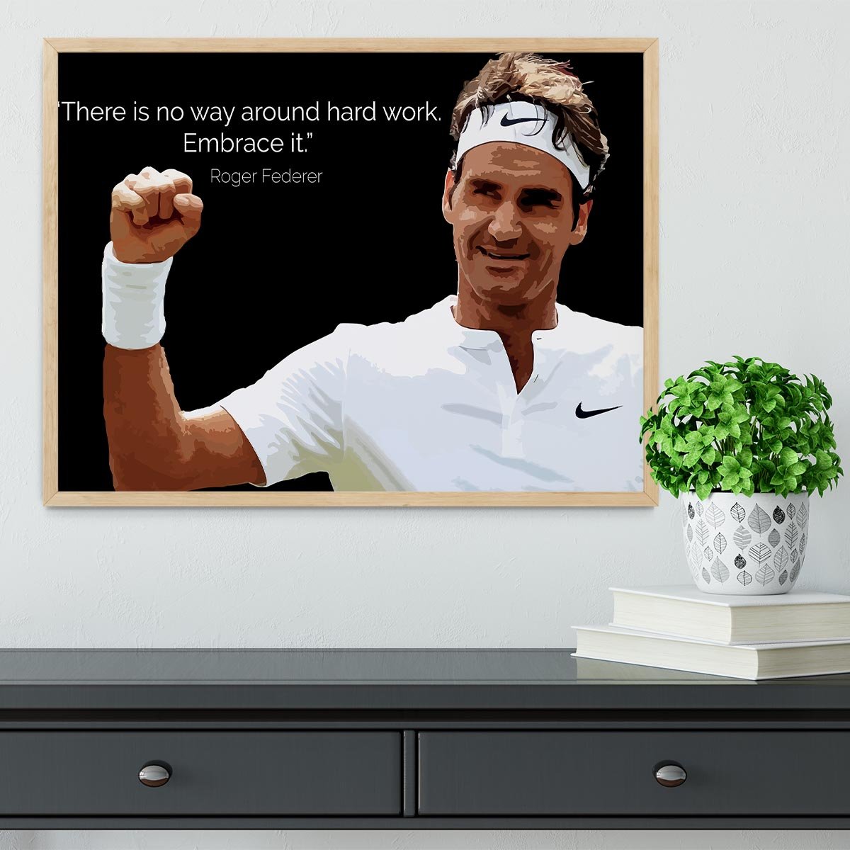 Roger Federer Hard Work Framed Print - Canvas Art Rocks - 4