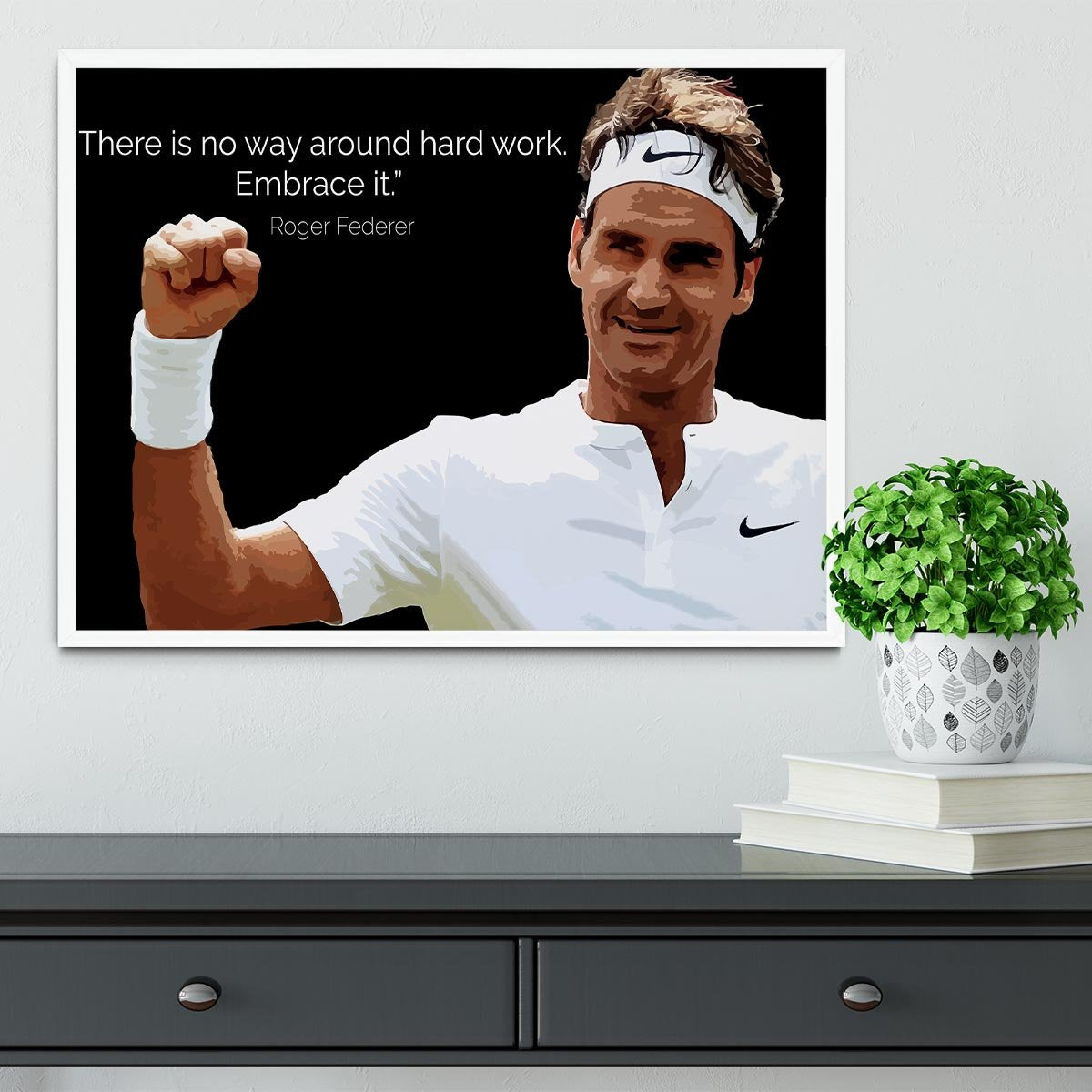 Roger Federer Hard Work Framed Print - Canvas Art Rocks -6