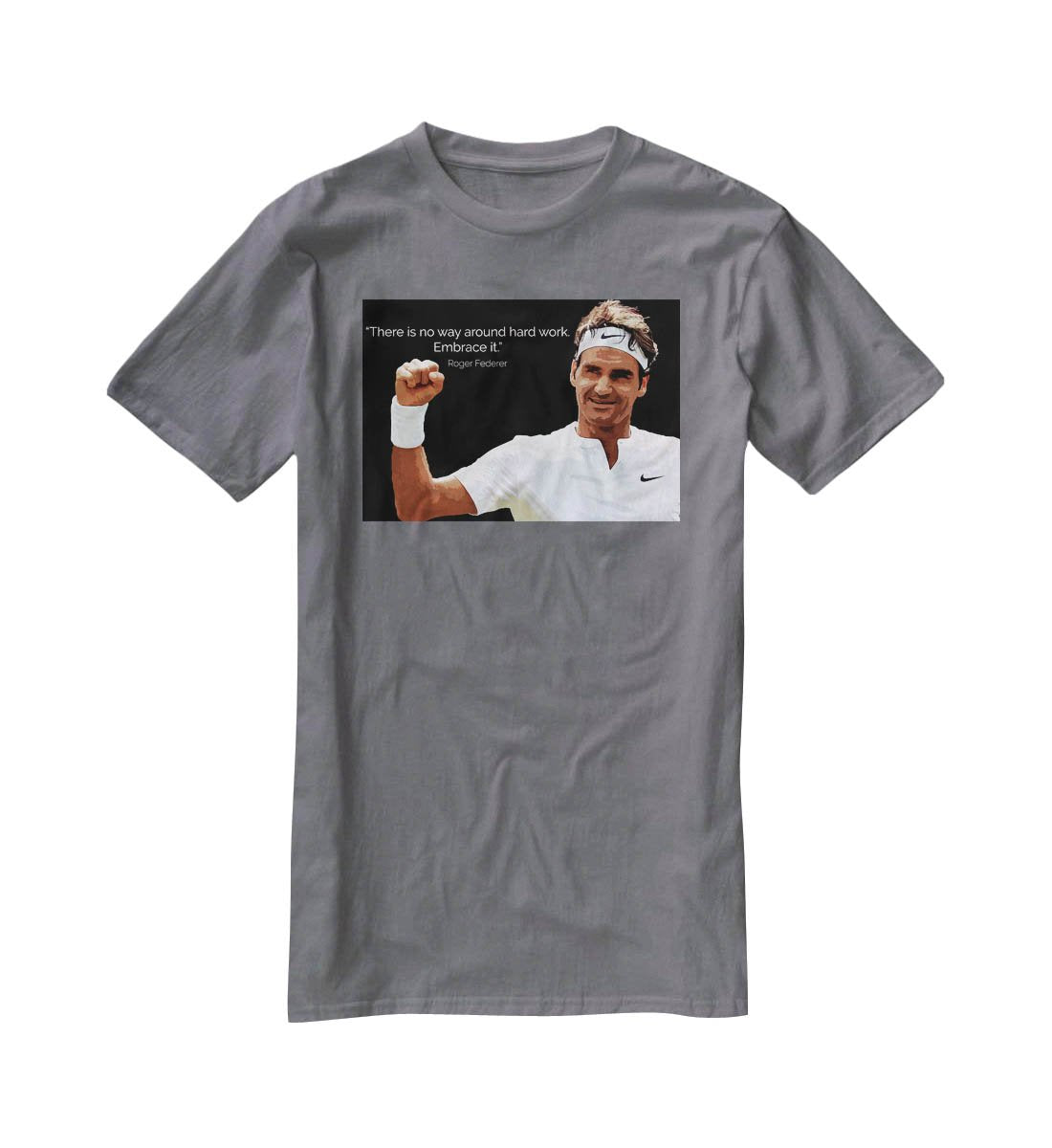 Roger Federer Hard Work T-Shirt - Canvas Art Rocks - 3