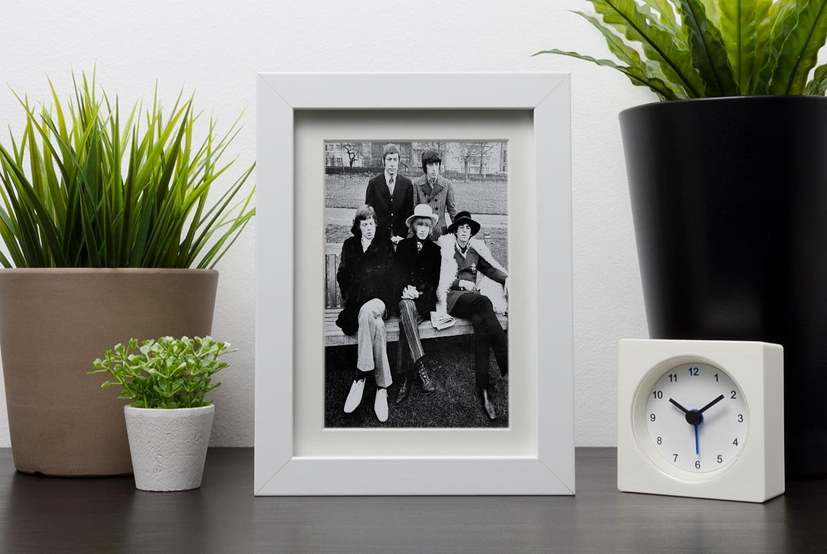 Rolling Stones on a bench Framed Print - Canvas Art Rocks - 3