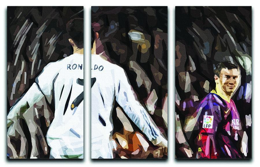 Ronaldo Vs Messi 3 Split Panel Canvas Print - Canvas Art Rocks - 1