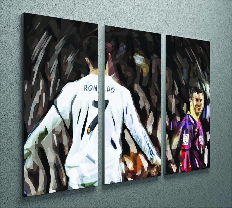 Ronaldo Vs Messi 3 Split Panel Canvas Print - Canvas Art Rocks - 2