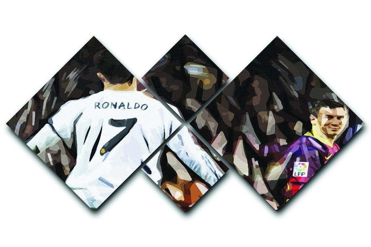 Ronaldo Vs Messi 4 Square Multi Panel Canvas  - Canvas Art Rocks - 1