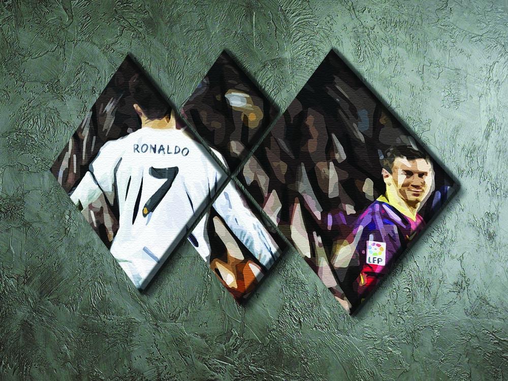 Ronaldo Vs Messi 4 Square Multi Panel Canvas - Canvas Art Rocks - 2