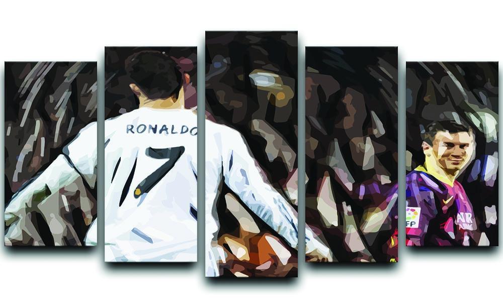 Ronaldo Vs Messi 5 Split Panel Canvas  - Canvas Art Rocks - 1