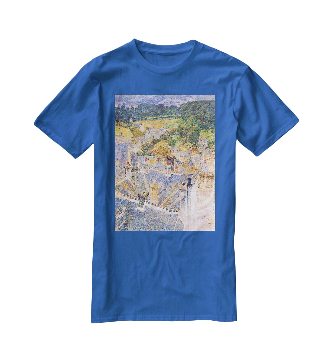 Roofs Pont-Aven by Hassam T-Shirt - Canvas Art Rocks - 2