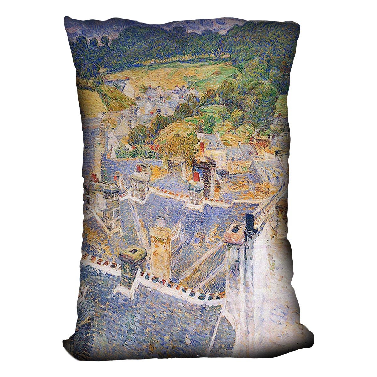 Roofs Pont-Aven by Hassam Cushion - Canvas Art Rocks - 4