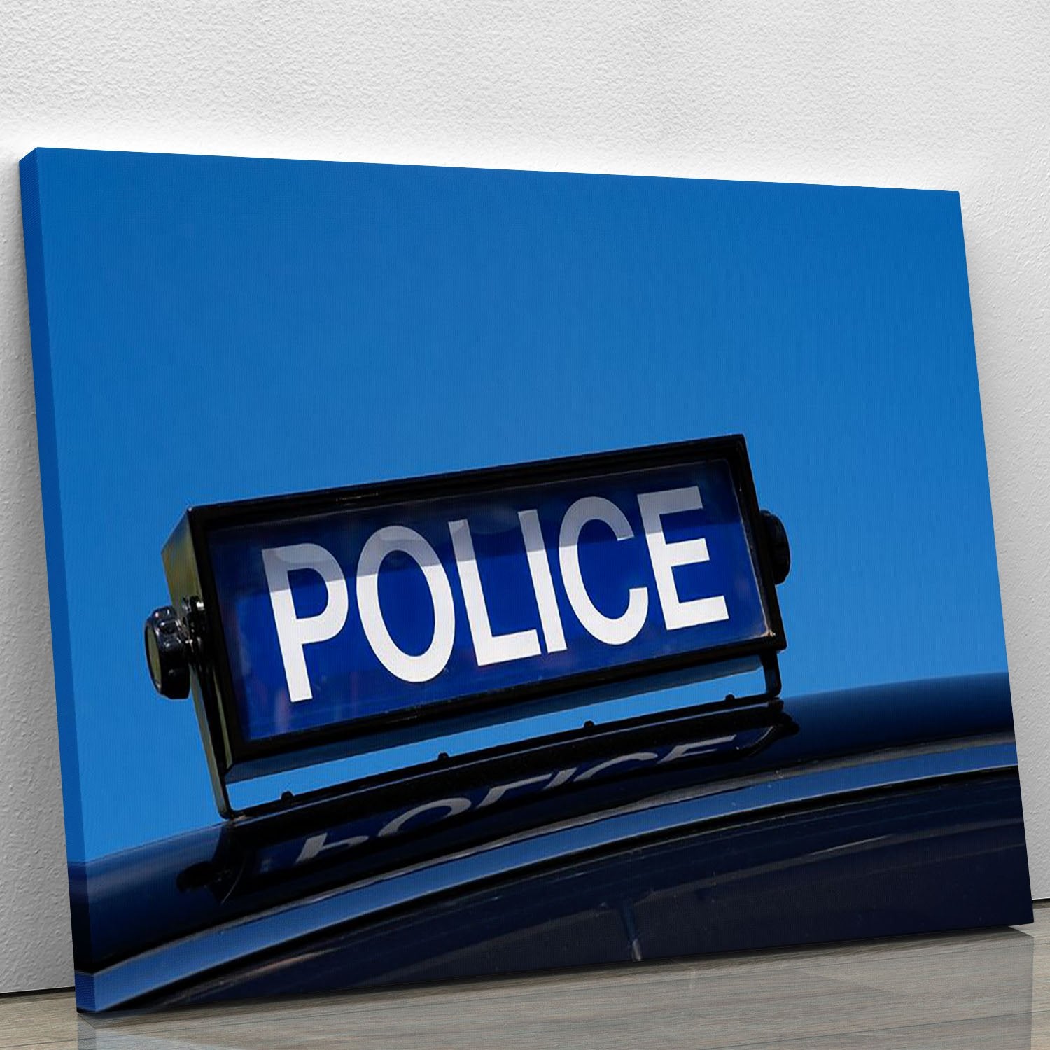 Rooftop sign on a vintage british police car Canvas Print or Poster