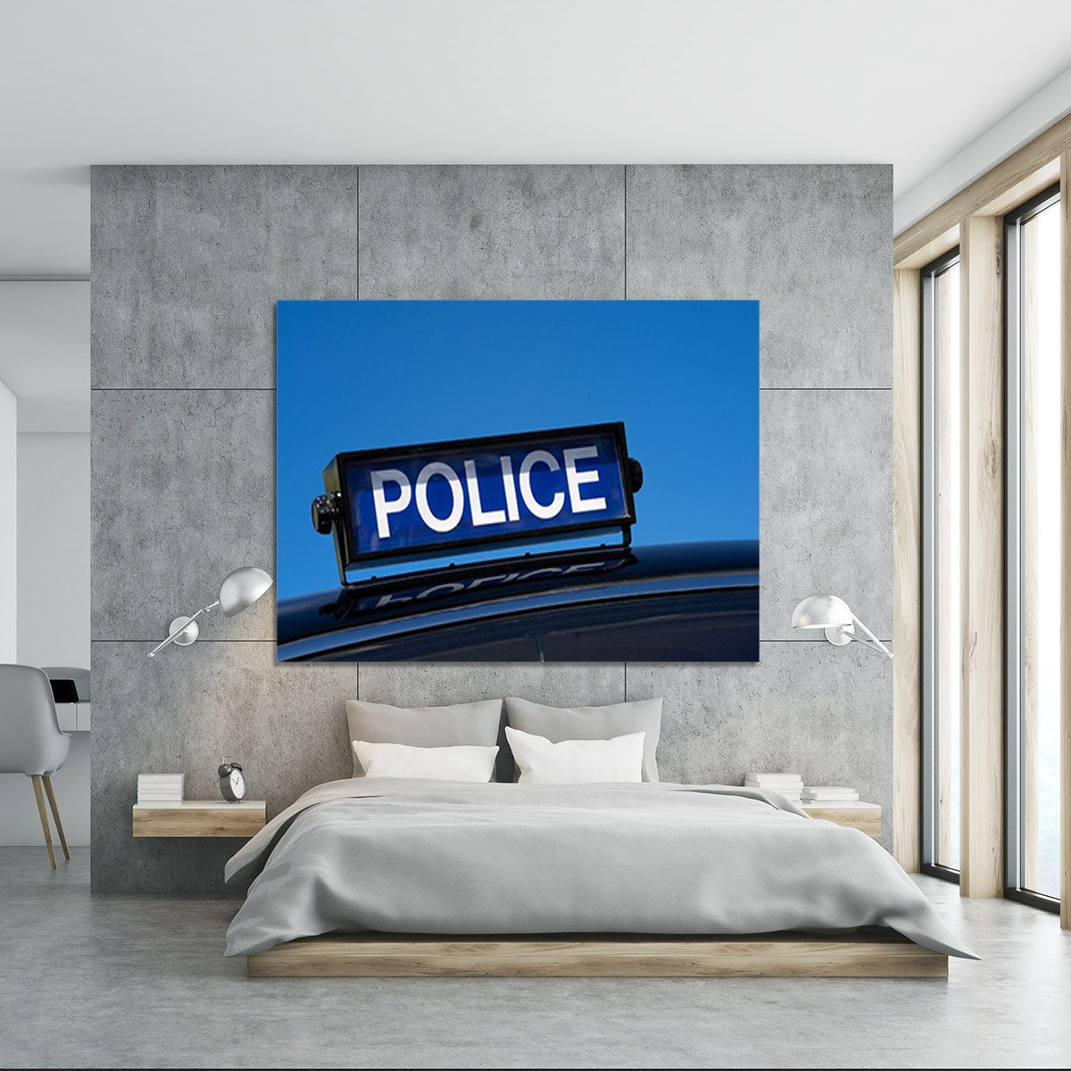Rooftop sign on a vintage british police car Canvas Print or Poster