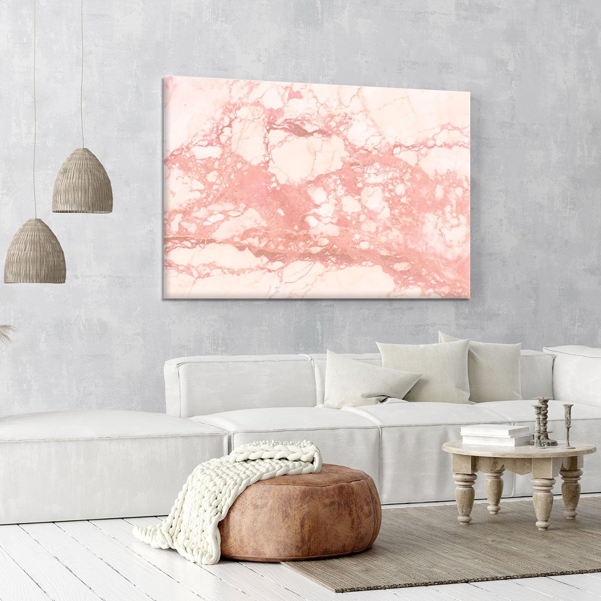 Rose Gold Marble Canvas Print or Poster