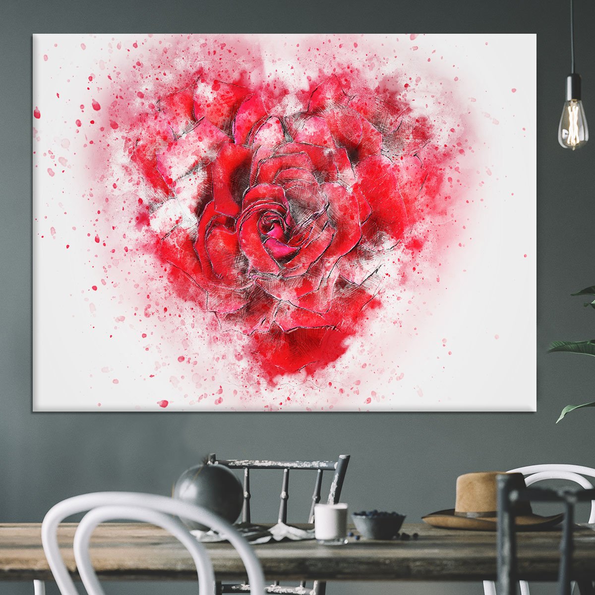 Rose Heart Painting Canvas Print or Poster