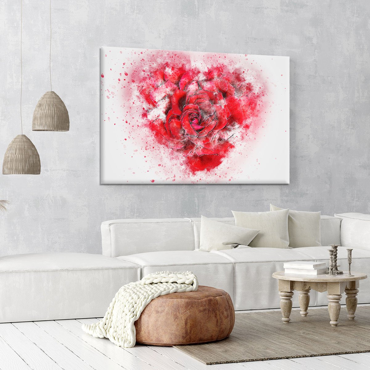 Rose Heart Painting Canvas Print or Poster