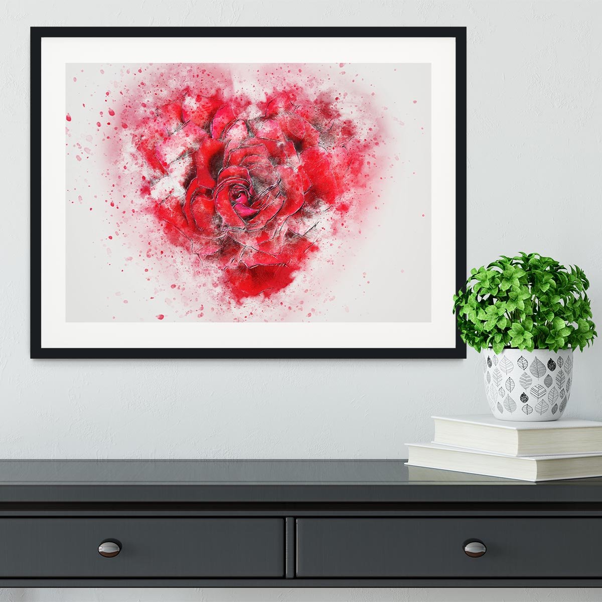 Rose Heart Painting Framed Print - Canvas Art Rocks - 1