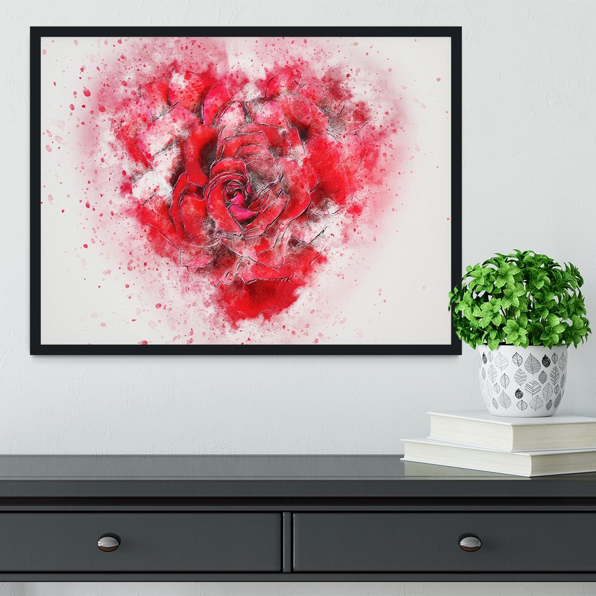 Rose Heart Painting Framed Print - Canvas Art Rocks - 2