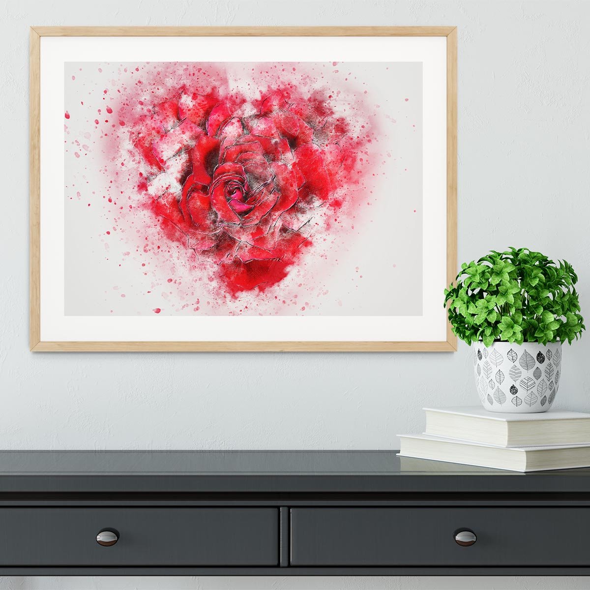 Rose Heart Painting Framed Print - Canvas Art Rocks - 3