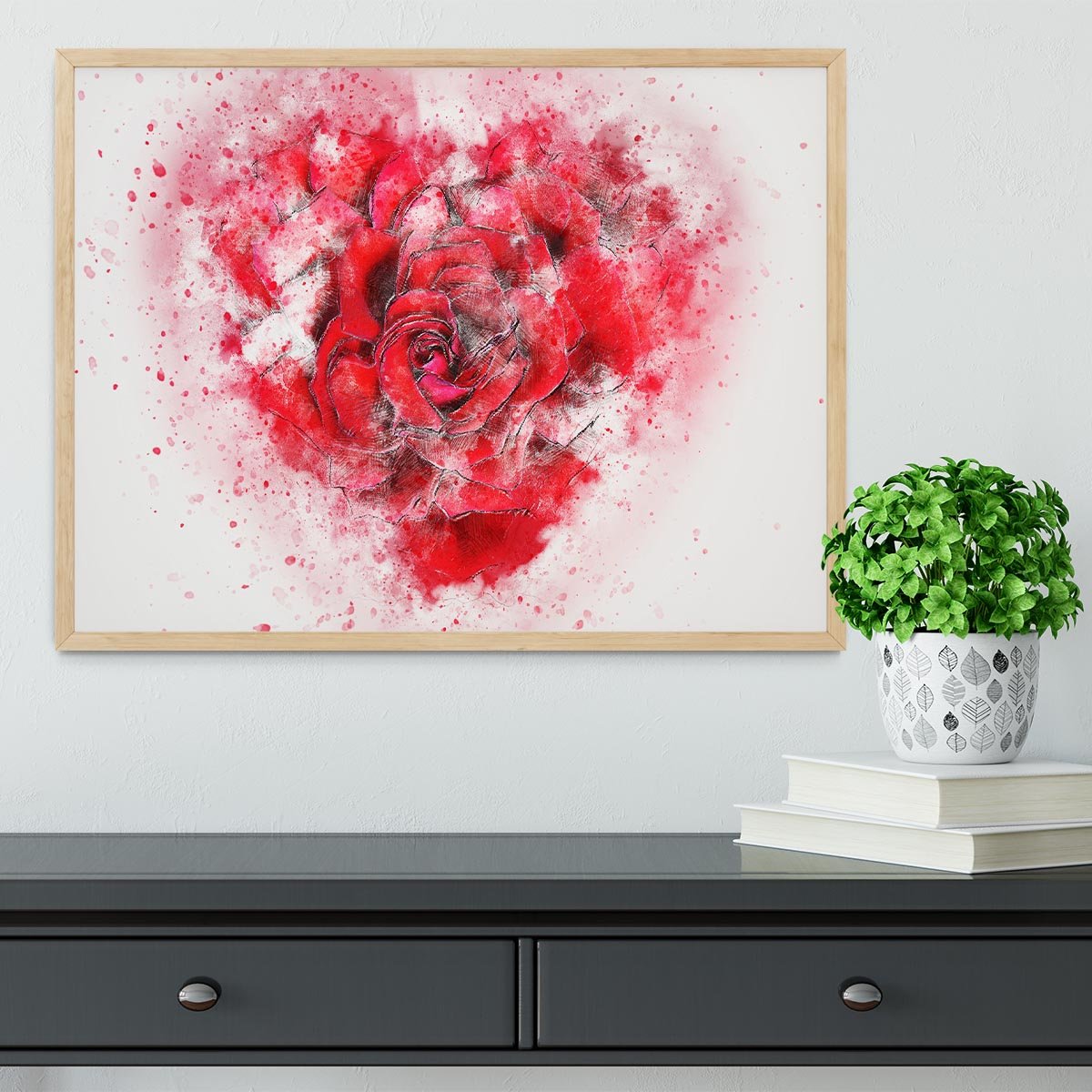 Rose Heart Painting Framed Print - Canvas Art Rocks - 4