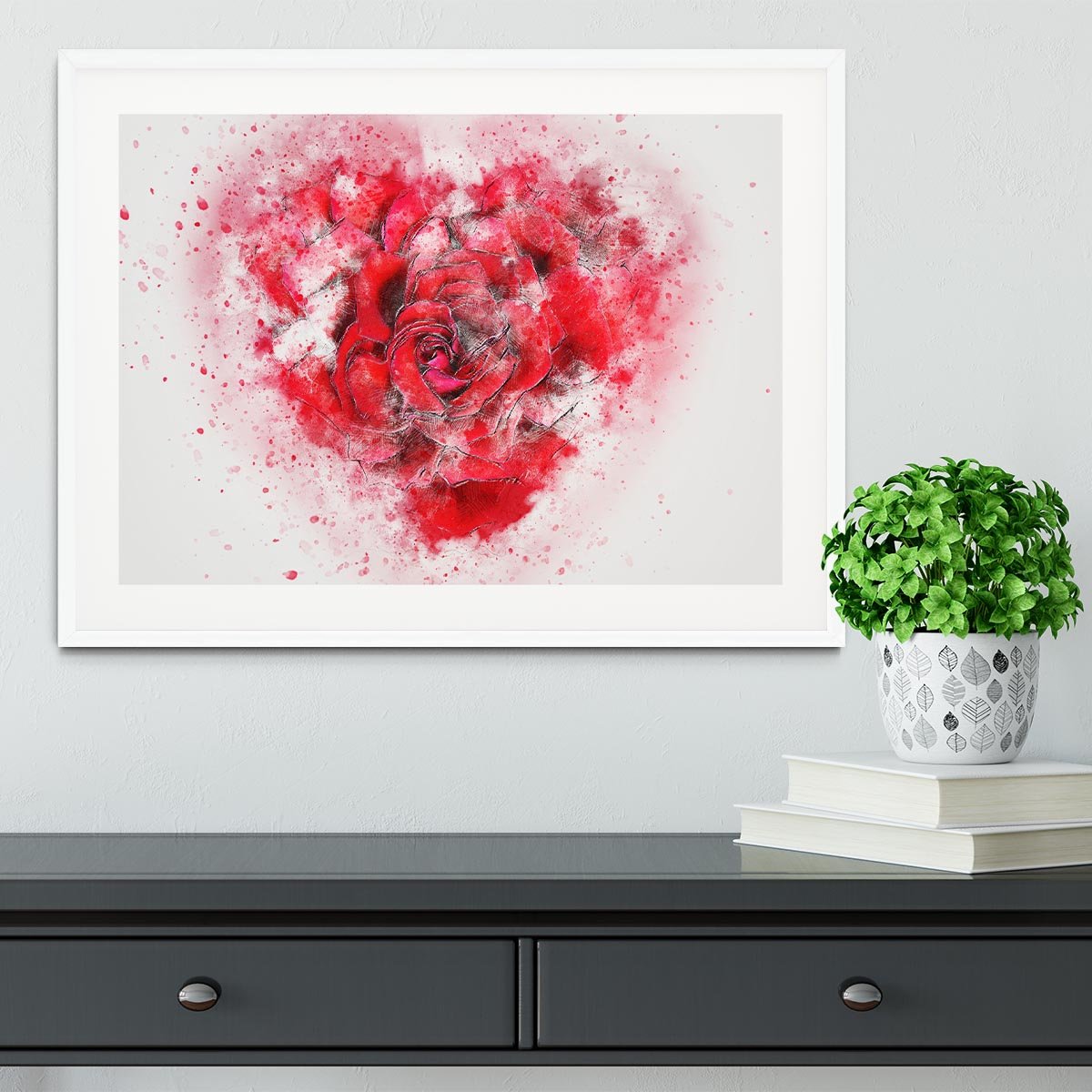 Rose Heart Painting Framed Print - Canvas Art Rocks - 5