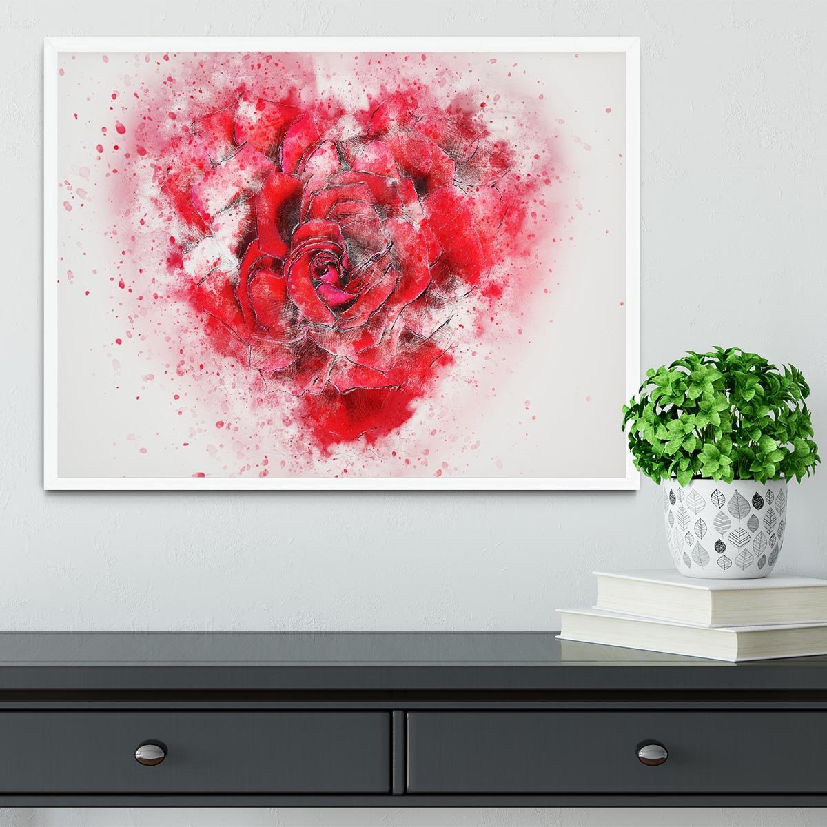 Rose Heart Painting Framed Print - Canvas Art Rocks -6