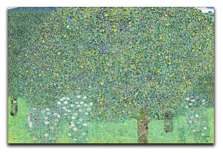 Rose bushes under the Trees by Klimt Canvas Print or Poster  - Canvas Art Rocks - 1