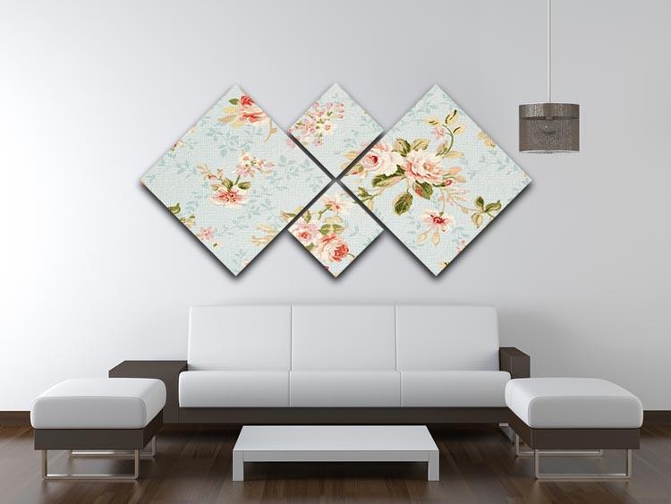 Rose floral tapestry 4 Square Multi Panel Canvas  - Canvas Art Rocks - 3