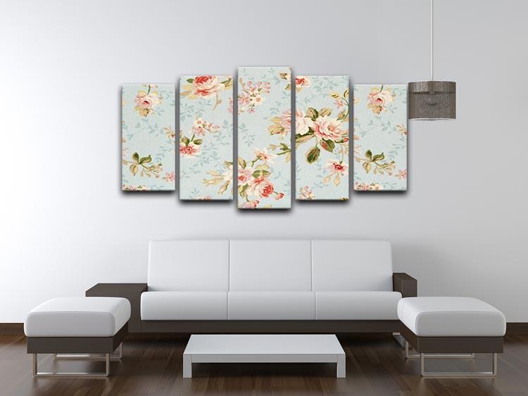 Rose floral tapestry 5 Split Panel Canvas  - Canvas Art Rocks - 3