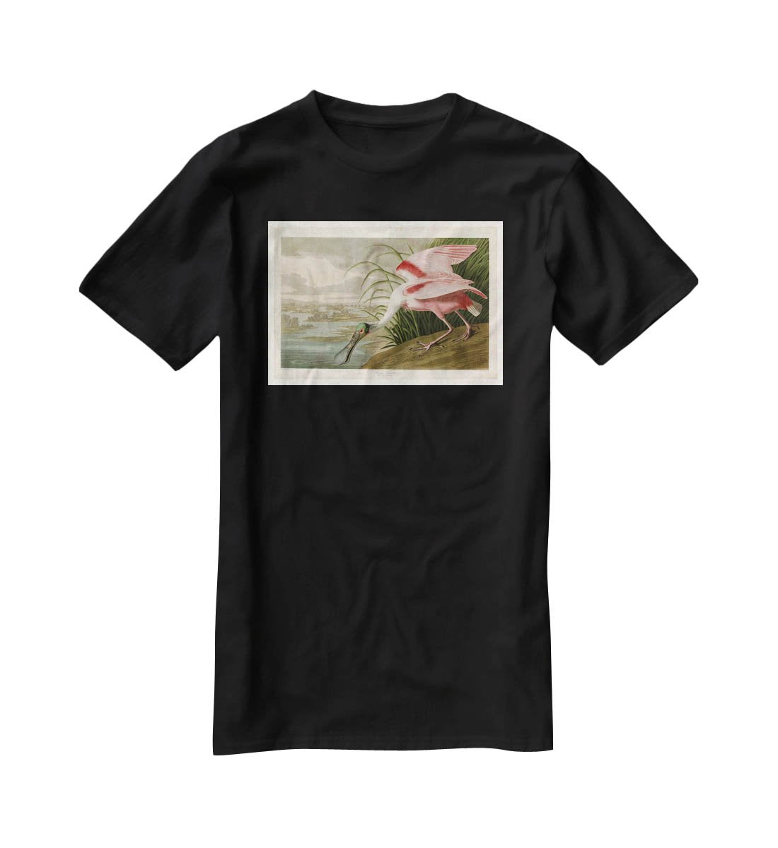 Roseate Spoonbill by Audubon T-Shirt - Canvas Art Rocks - 1