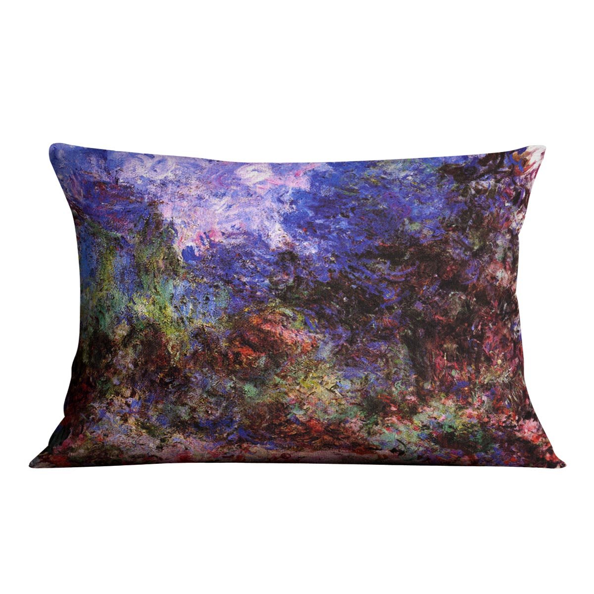 Roses at the garden side of Monets house in Giverny by Monet Throw Pillow