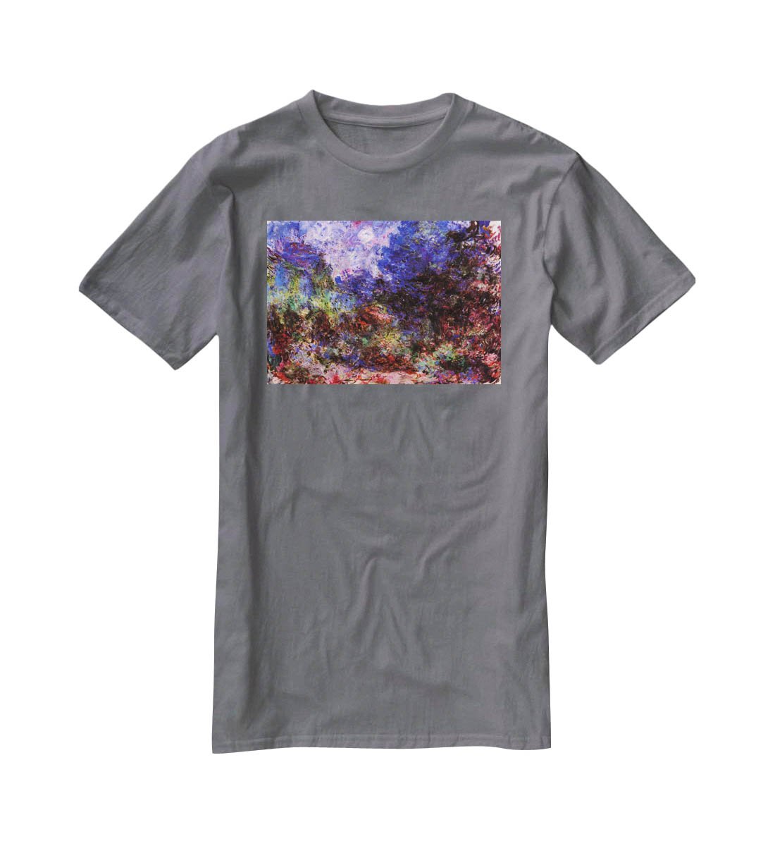 Roses at the garden side of Monets house in Giverny by Monet T-Shirt - Canvas Art Rocks - 3