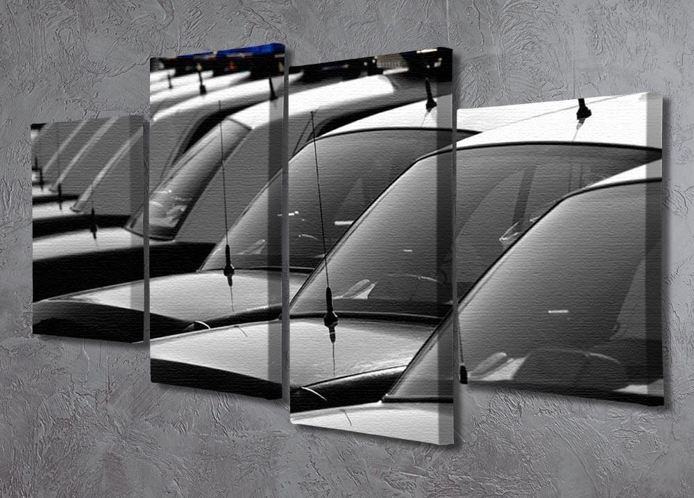 Row of Police Cars with Blue and Red Lights 4 Split Panel Canvas  - Canvas Art Rocks - 2