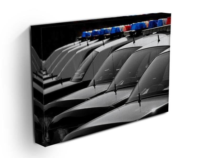 Row of Police Cars with Blue and Red Lights Canvas Print or Poster - Canvas Art Rocks - 3