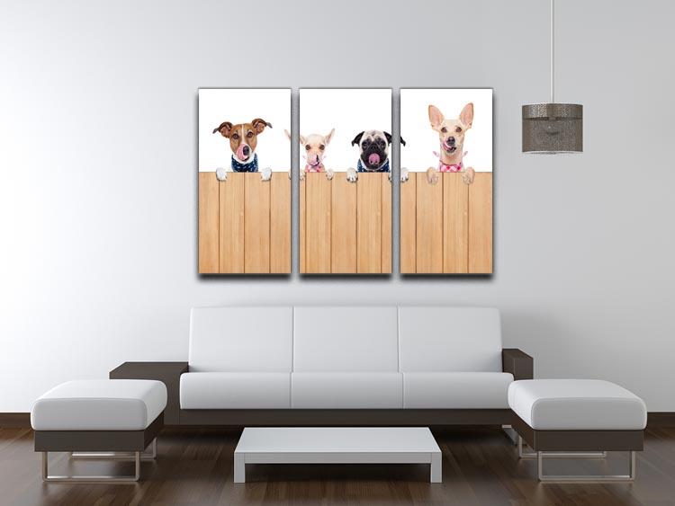 Row of dogs as a group or team 3 Split Panel Canvas Print - Canvas Art Rocks - 3